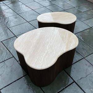 Canapé de jardin en teck moderne, chaises longues d'extérieur, table basse de luxe en travertin, mobilier résistant aux intempéries pour projets hôteliers et de complexes hôteliers - Product Image 4