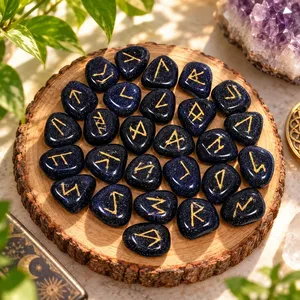 Set di Pietre Runiche in Ossidiana Blu, 25 Rune Norrene Elder Futhark, Pietre Scintillanti per Divinazione e Regali Spirituali - Product Image 4