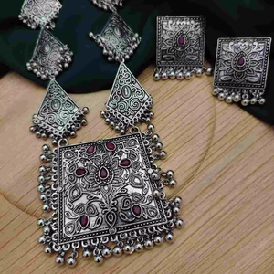 Best Selling High Quality High Grade Oxidised Necklace <b>Earrings</b> <b>Set</b> - Product Image 3