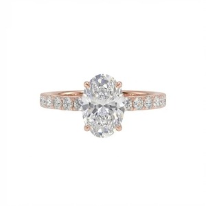 Anillo de Diamantes Ovalado con Halo Oculto - Oro de 9k, 14k y 18k - Product Image 1