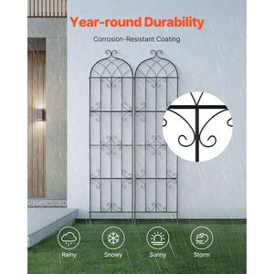 Traliccio da Giardino in Metallo Antiruggine 87 x 20 Pollici, Traliccio per Rose Rampicanti da Esterno, Confezione da 2 Tralicci per Piante Rampicanti - Product Image 4