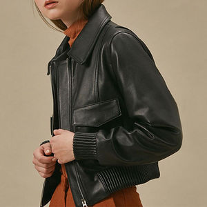 <b>Spark</b> Clothing Custom Label Men's Genuine Leather <b>Jackets</b> <b>Black</b> Zipper Closure Turn Collar Casual Autumn Regular Fit Vintage - Product Image 6