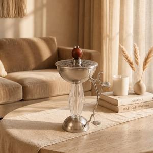 Brûleur à Bakhoor de luxe en verre cristal et acier inoxydable avec branche décorative, brûleur d'encens arabe, décoration d'intérieur, cadeau, décor du Golfe - Product Image 4