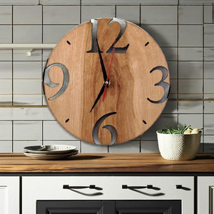 Horloge murale carrée rustique en bois, style Art Déco ferme, design portrait antique, mouvement silencieux à quartz, décoration intérieure pour salon - Product Image 2