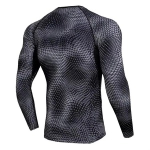 <b>Men</b> Black Full Sleeve Rash Guard <b>Compression</b> <b>Shirt</b> Quick Dry Athletic Top Long Sleeve Spandex Polyester - Product Image 2