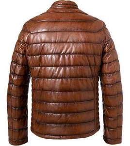 PREMIUM MEN'S BROWN PU LEATHER PUFFER <b>JACKET</b> <b>ZIP</b> <b>UP</b> WINTER OUTERWEAR WITH STAND COLLAR QUILTED DESIGN AND SIDE POCKETS - Product Image 4