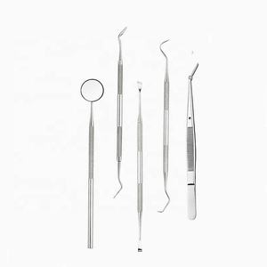 Juego de 5 piezas de herramientas dentales para examen oral: espejo, sonda, pinzas, equipo de limpieza y relleno dental - Product Image 2