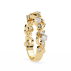 Anillo de Diamante Cultivado en Laboratorio con Corte Redondo, Oro Sólido de 14K/18K, Banda con Diseño de Hoja de Vid Inspirado en la Naturaleza, DEF VVS, Anillo de Boda Personalizado, Venta al Por Mayor - Product Image 3