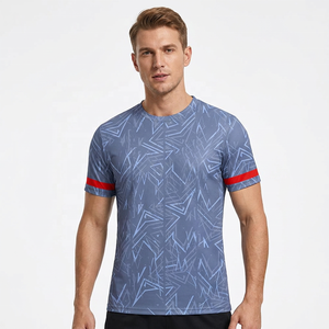 Men's Sublimation Printed T-<b>Shirt</b> O-Neck Short Sleeve <b>Geometric</b> Pattern Quick Dry Sporty Regular Fit Knitted Polyester Jersey - Product Image 3