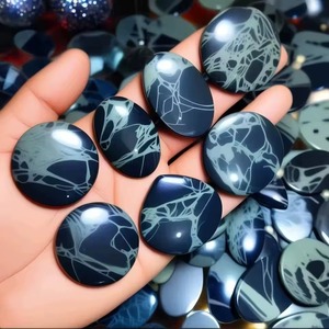 Cabochon en obsidienne toile d'araignée, cristaux d'énergie verte pour la guérison, 20-50 mm, certifié par un tiers, bijoux - Product Image 4