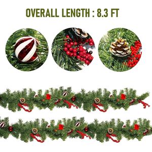 Guirlande de Noël pré-éclairée de 2,7 m à piles, 50 LED, 8 modes, avec minuterie, élégante, décorations artificielles d'extérieur à 8 modes - Product Image 1