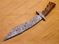 Couteau de chasse à lame fixe en acier Damas forgé à la main, pleine longueur de lame, pour survie en extérieur, DIY, OEM, bord dentelé, livraison directe