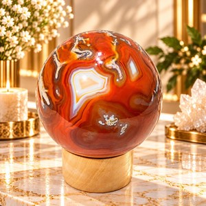 Esfera de Cornalina Roja Natural Rara de 90 mm, Bola de Cristal Pulida para Decoración con Cristales al por Mayor - Product Image 1
