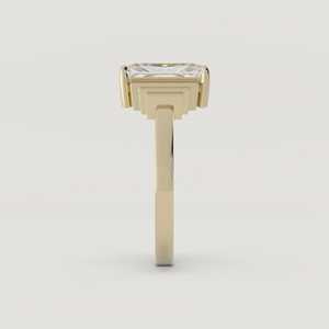Lab Grown Diamond Emerald Cut Solitaire Engagement Ring 14k <b>Solid</b> Gold Wholesale 1.20ct Hidden Baguette Basket Band Manufacturer - Product Image 5