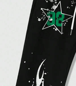 Pantalon de survêtement unisexe coupe droite imprimé flamme, taille élastique, style streetwear décontracté, mode hip-hop - Product Image 5