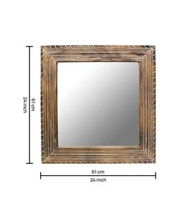 <b>Square</b> Wooden Wall Mirror Rustic <b>Framed</b> Decorative Home Accent 6mm Thickness - Product Image 4