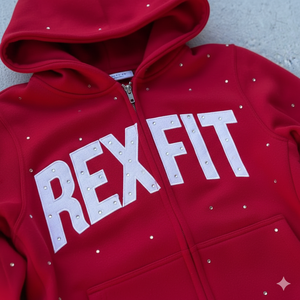 Sweat à capuche épais 500 GSM avec strass, broderie appliquée personnalisée, strass sur toute la surface, streetwear unisexe à fermeture éclair - Product Image 4