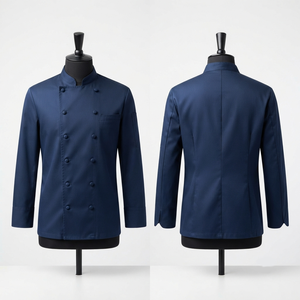 Veste de chef à manches courtes en sergé polyester/coton 240 GSM, imprimée en sérigraphie avec logo personnalisé pour uniforme de restaurant et de bar, unisexe - Product Image 1