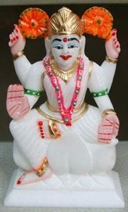 Colorful Marble Laxmi Maa Statue For Worship - Product Image 2