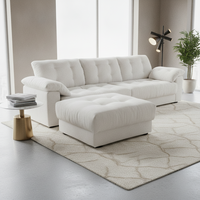 Canapé moderne compressé en boîte 3 places avec ottoman, rembourré, minimaliste, emballé sous vide, mobilier OEM