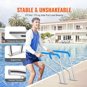 Corrimano per Piscina in Acciaio Inox 39 X 32 Pollici con Piastra di Base, Ringhiera di Sicurezza per Piscina Interna/Esterna - Product Image 2