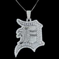Pendentif personnalisé en argent sterling 925 plaqué or 18 carats avec moissanite, style hip-hop, pour homme, avec initiales ou nom gravé