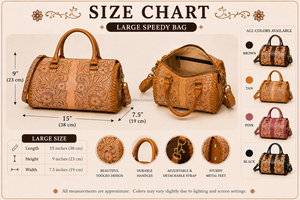 Chic Attire Luxury for Hand-Tooled Floral Genuine Leather 15-Inch Duffel Weekender Travel <b>Bag</b> Zipper Closure Nylon - Product Image 2