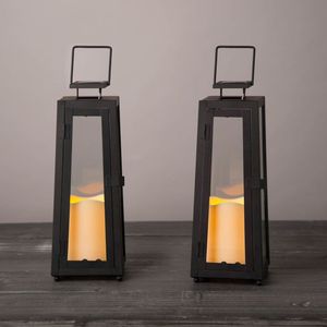 Elegant tabletop metal <b>candle</b> <b>lantern</b> with glass enclosure for safe lighting and beautiful home decoration ambiance - Product Image 3