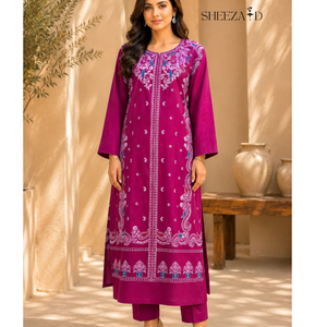 Nouvel ensemble 2 pièces pour femme en soie brute, Salwar Kameez, couleur personnalisée, élégant, qualité supérieure, Pakistan, service OEM en gros SHEEZA.D - Product Image 1