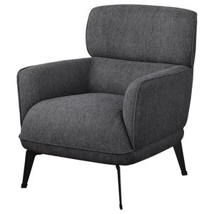Modern Transitional Style 1pc Accent <b>Chair</b> <b>Orange</b> Luxurious Fabric Upholstered Rounded Track <b>Arms</b> Black Metal Legs Living Room - Product Image 4