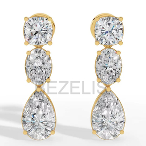 Boucles d'oreilles 6 carats, clarté SI, taille poire, luxueuses, vintage, de qualité supérieure, couleur E, diamant de laboratoire HPHT, bijoux - Product Image 2