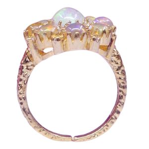 Silver Opal Cluster <b>Ring</b> Prong Setting Vintage Style <b>Resizable</b> Women's Engagement Anniversary Party Everyday Wear - Product Image 2