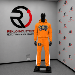 Conjunto Deportivo Personalizado con Sudadera con Capucha y Pantalones Jogger con Estampado Gráfico Naranja para Hombre, Ropa Deportiva Casual al por Mayor - Product Image 3