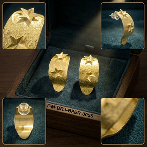 Pendientes de Aro con Estrella de Latón Hechos a Mano con Postes de Acero Quirúrgico, Baño de Oro y Revestimiento Resistente al Deslustre - Regalo - Product Image 6