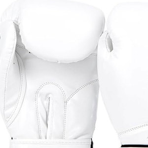 Customized PU Leather Boxing Gloves with Custom Logo Premium Quality Waterproof Adjustable Wrist <b>Strap</b> Training Adults White - Product Image 4