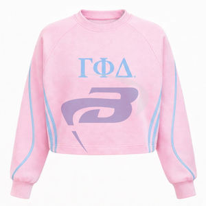 Sudadera Corta Rosa y Azul de la Hermandad Gamma Phi Delta GPD con Bordado Azul y Diseño de Ribete Impreso, Ropa Universitaria de Hermandad - Product Image 2