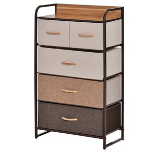 Cassettiera a 5 cassetti autoportante per camera da letto, organizer a 4 livelli con struttura in acciaio, legno d'acero e rovere - Product Image 1