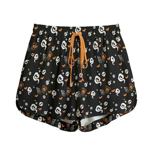 Shorts de Halloween para Mujer, Estampados, Cintura Media, con Cordón, Casuales, Tejidos, Holgados, Transpirables, con Diseño de Dibujos Animados - Product Image 1