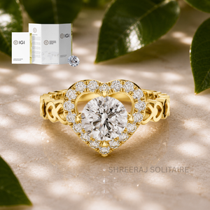 Bague de fiançailles et de mariage en or 14K 18K avec halo de diamants ronds de 1,35 carat cultivés en laboratoire, vente directe d'usine - Product Image 1