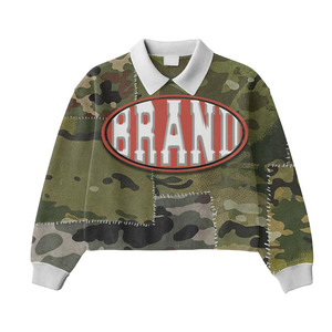 Camiseta de rugby estilo streetwear de manga larga, algodón grueso, estilo urbano casual, corte holgado, tipo polo para hombre y mujer. Camisetas de rugby tipo polo. - Product Image 4