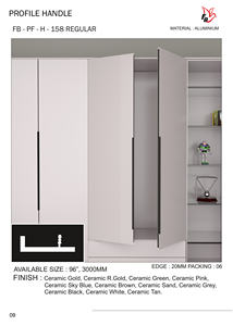 Aluminium profile wardrobe handle concealed edge grip cabinet <b>door</b> pull modern furniture hardware for kitchen wardrobe - Product Image 2