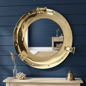 Vintage <b>Gold</b> Round Porthole Wall <b>Mirror</b> with Hinged Metal <b>Frame</b> Nautical Decorative <b>Mirror</b> for Bathroom Bedroom Home Decor - Product Image 5