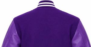Men's Purple Varsity Jacket Solid Color Polyester/Cotton Shell Stand Collar <b>Covered</b> <b>Button</b> Closure Casual Regular Fit Winter - Product Image 5