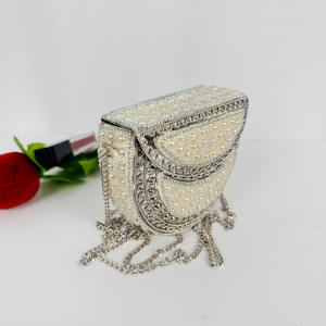 Handmade Mosaic Metal Firoza Crossbody Bag with Antique Stone <b>Mother</b> <b>of</b> <b>Pearl</b> Bohemian Style Zipper Closure Waterproof for Women - Product Image 5