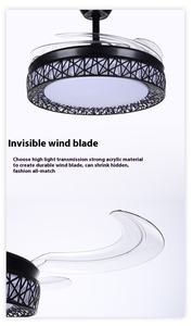 Modern 42/48 Inch DC Motor Retractable Ceiling Fan with LED Light Remote Control Black White <strong>Gold</strong> Design for Living Room - Product Image 4