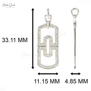 Pendentif entrelacé en diamant blanc de qualité supérieure, grand pendentif pour femme en or blanc véritable 14 carats, cadeau - Product Image 4
