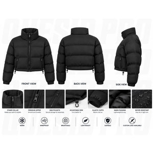 Blouson matelassé personnalisé pour femme et homme – Manteau court élégant et décontracté pour l'hiver, style streetwear, chaud et rembourré, fermeture éclair intégrale - Product Image 2