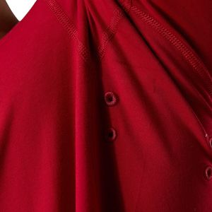 T-shirt de sport rouge pour homme en coton premium, col rond, entraînement, fitness, vêtements de sport décontractés - Product Image 4