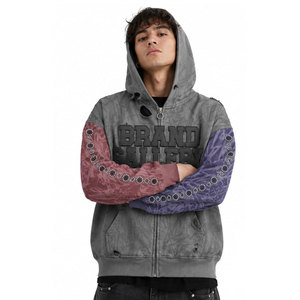 Sweat à capuche zippé surdimensionné pour homme, imprimé graffiti, manches raglan, style streetwear, tricoté, mode automne - Product Image 2