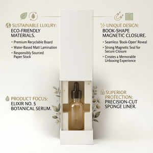 Boîte cadeau rigide magnétique pliable de luxe personnalisée en forme de livre |   Emballage de maquillage écologique laminé mat avec doublure en éponge - Product Image 5